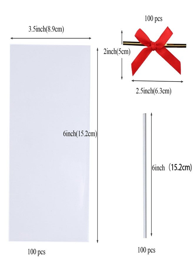 SLShePack 100PCS 3.5x6 Inch Clear Ice Cream Bags - Cakesicle & Cookie Bags With Ribbon, Stick & Gold Twist Tie for Gift Giving - Image 2